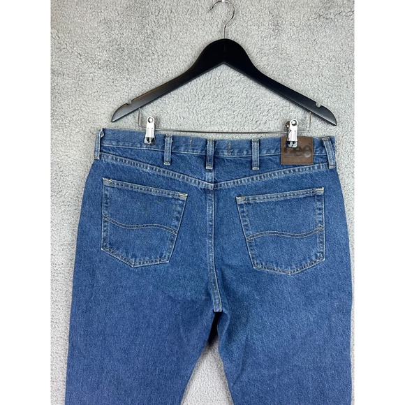 Lee Jeans Mens 38x29 Regular Fit Straight Leg Blue Med Wash Denim Grunge Rugby